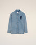 AMI PARIS Blue Cotton Ami de Coeur Overshirt Mens Apparel